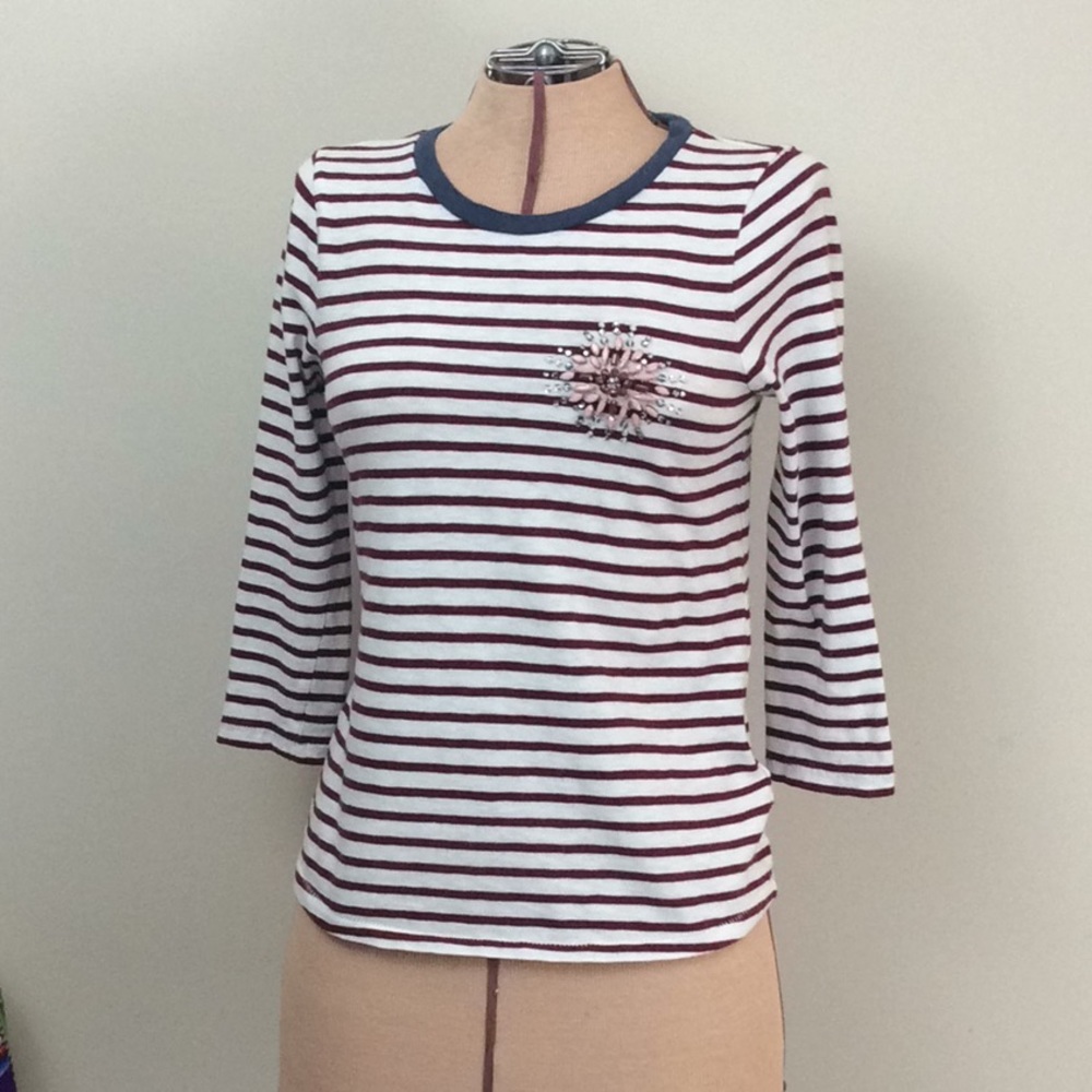 J. Crew striped 3/4 sleeve shirt